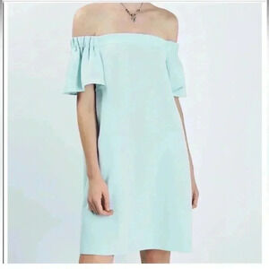 Topshop Off The Shoulder Mint Midi Flutter Sleeve Dress NWT Size 4